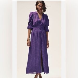 Zara Purple Maxi Dress with Waist Detail